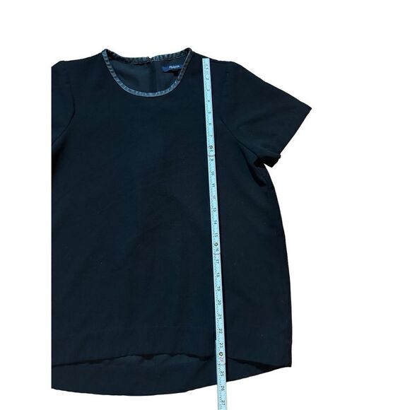 Madewell Black Leather Trim Tailored Top Sz M - Picture 9 of 10